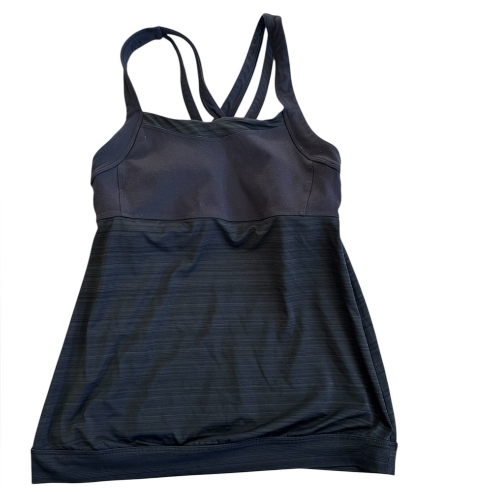 Athleta Crunch Punch Tank Top Size Small Black Built In Bra Strappy Workout